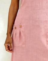 Pippa | Women's Linen Short Sleeve Zip Neck A-Line Mini Dress