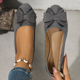 Maisie | Women's Wedge Ballet Flats Bow Detail Suede Slip On Shoes