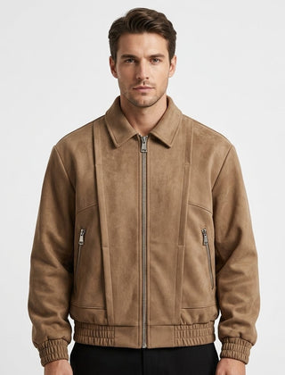 Men’s Oversized Suede-Look Bomber Jacket