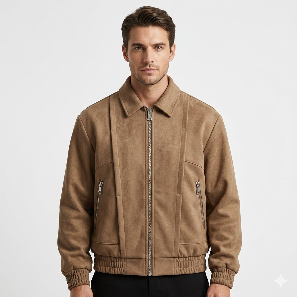 Men’s Oversized Suede-Look Bomber Jacket