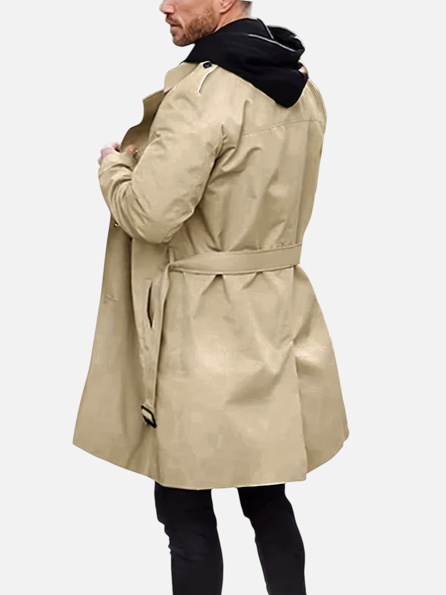 Men’s Double-Breasted Back-Belt Trench Coat