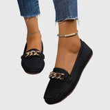 Luna | Women's Gold Chain Loafers Round Toe Slip-On Flats