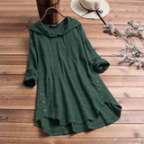 Harriet | Women's Hooded Tunic Top Long Sleeve Button Hem Shirt