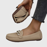 Luna | Women's Gold Chain Loafers Round Toe Slip-On Flats