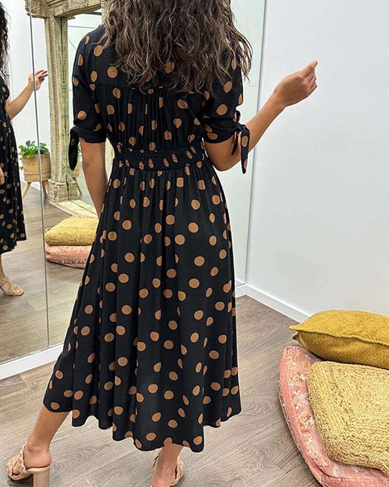 Amelia™ | Polka Dots V-Neck Dress