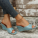 Monroe Faux Snake Leather Wedges