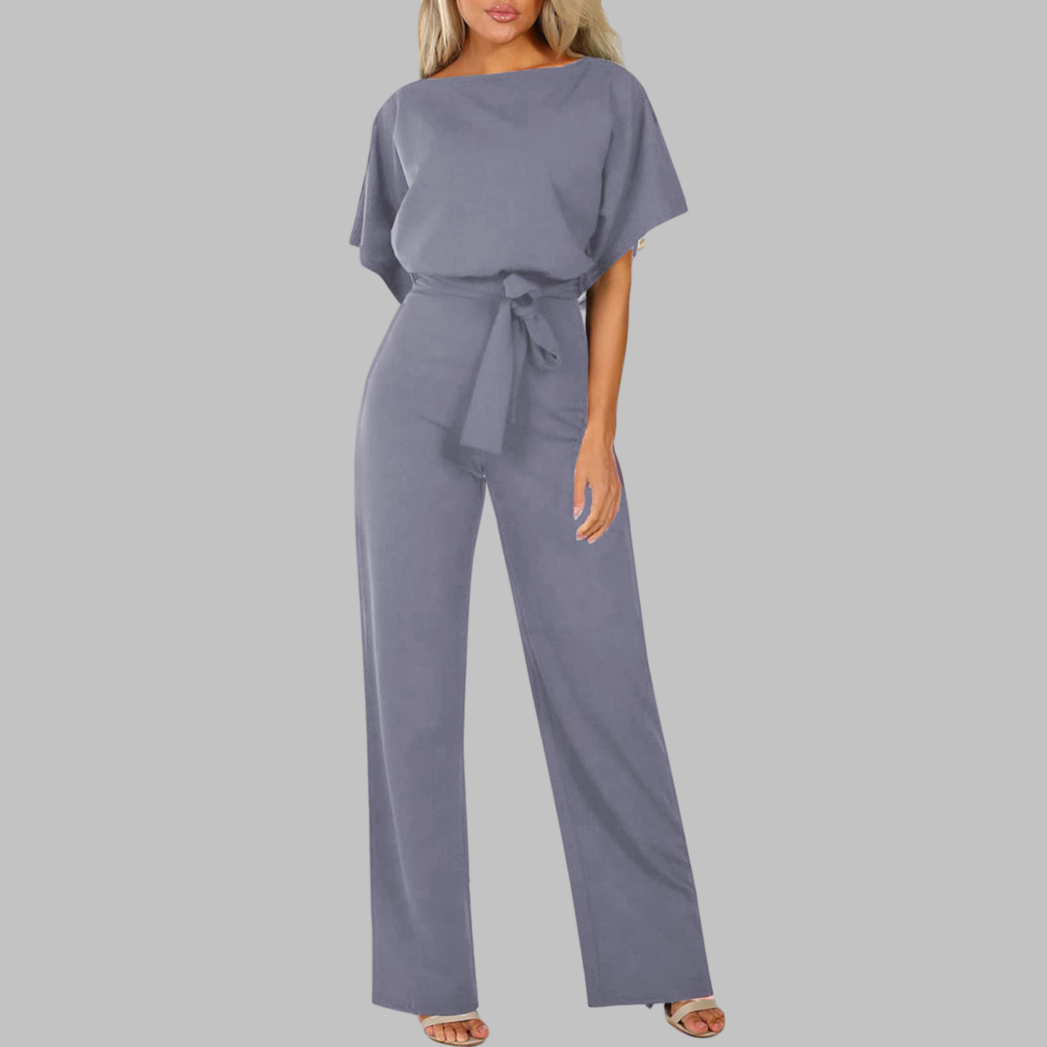 Stella | Women's Batwing Sleeve Tie Waist Wide Leg Jumpsuit