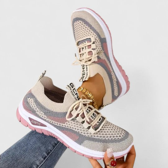 Koda | Women's Mesh Chunky Sole Lace-Up Trainers Colour Block