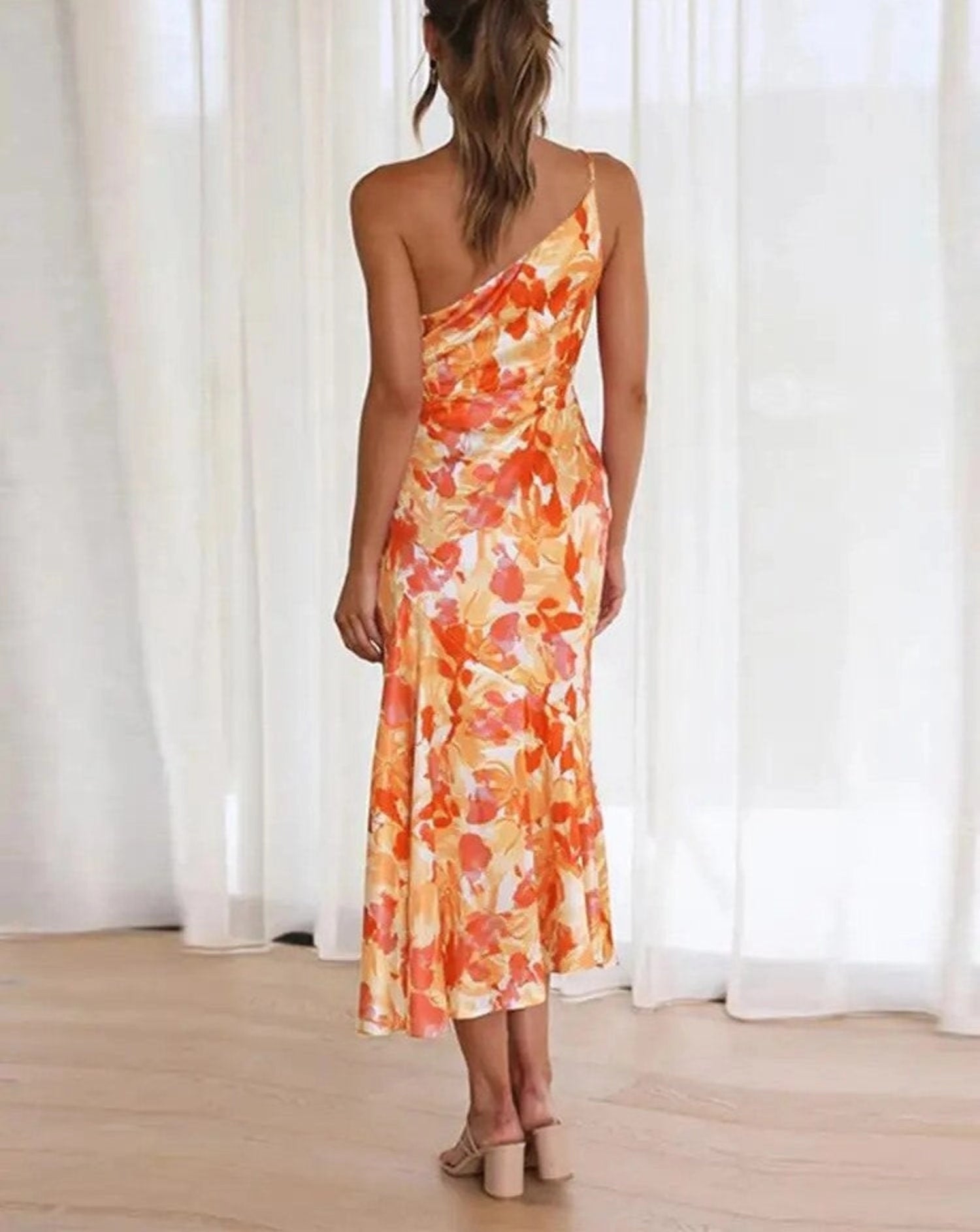 Sienna | Asymmetric Floral Print Midi Dress
