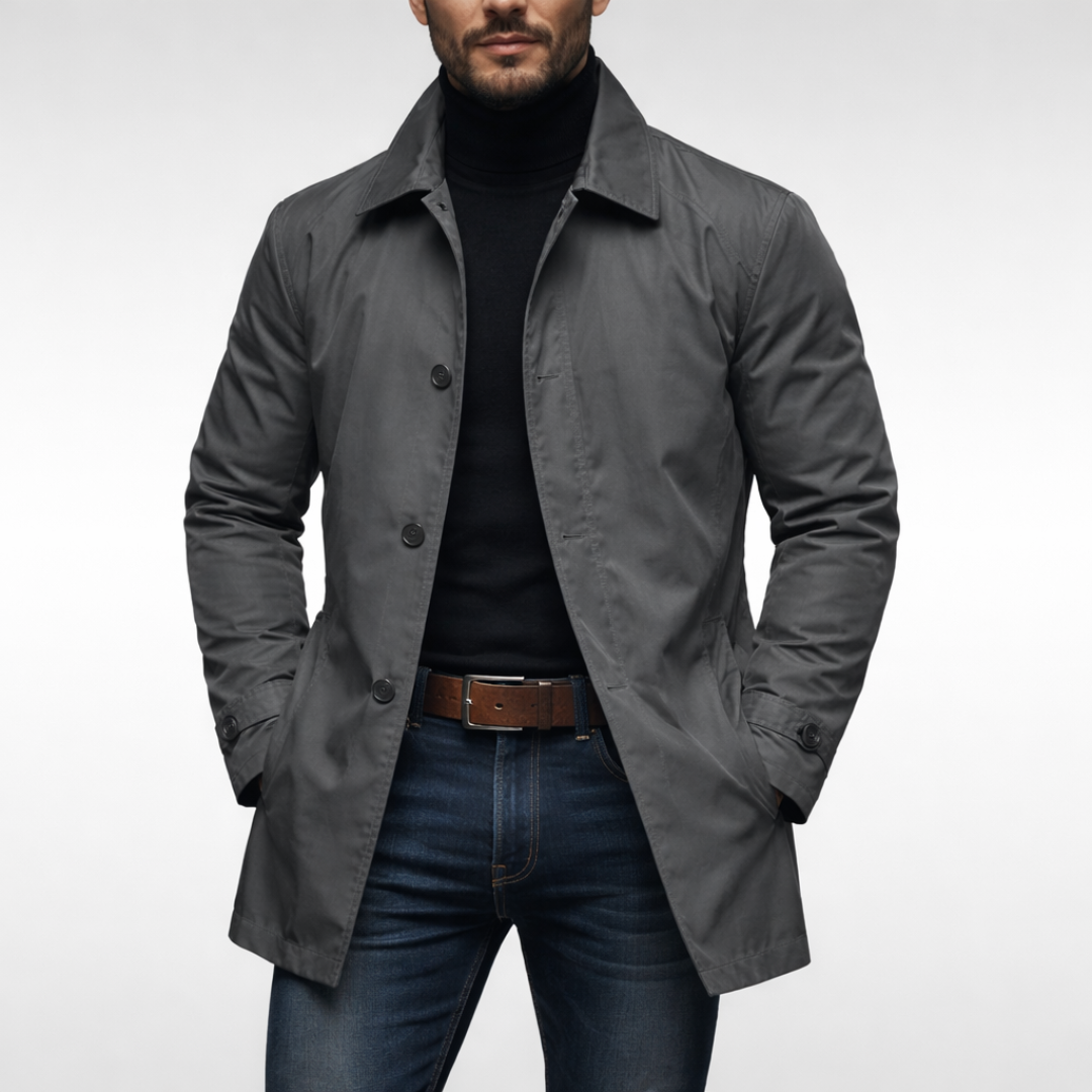 Axton - Stylish Weather-Resistant Men's Overcoat - Gray
