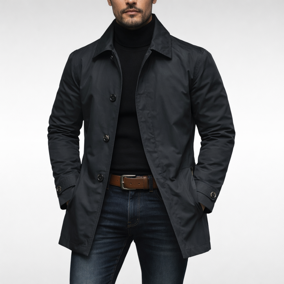 Axton - Stylish Weather-Resistant Men's Overcoat - Black