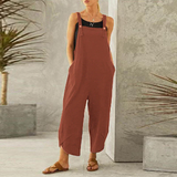 Harper | Women's Wide Leg Linen Jumpsuit Sleeveless Overalls