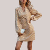Alyssa | Gold Polka Dot Mini Dress