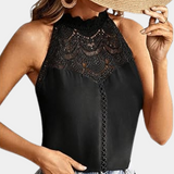 Lara | Women's Halter Neck Lace Yoke Sleeveless Top