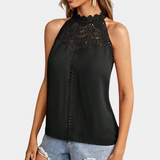 Lara | Women's Halter Neck Lace Yoke Sleeveless Top
