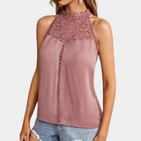Lara | Women's Halter Neck Lace Yoke Sleeveless Top