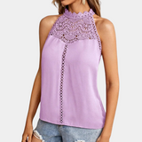 Lara | Women's Halter Neck Lace Yoke Sleeveless Top