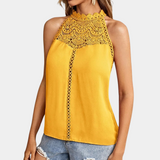 Lara | Women's Halter Neck Lace Yoke Sleeveless Top