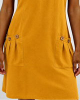 Pippa | Women's Linen Short Sleeve Zip Neck A-Line Mini Dress