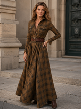 Calliope | Women's Tartan Button Up Maxi Dress