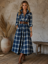 Calliope | Women's Tartan Button Up Maxi Dress