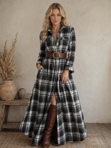 Calliope | Women's Tartan Button Up Maxi Dress