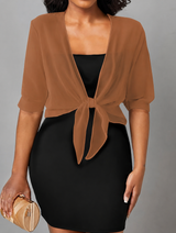 Dahlia | Women's Sheer Chiffon Tie Front Crop Cardigan Top