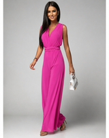 Vera | Women's V-Neck Sleeveless Wide Leg Formal Jumpsuit