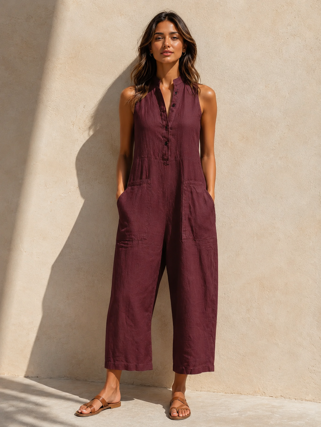 Evangelia | Women's Sleeveless Wide Leg Jumpsuit