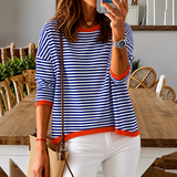 Hailey | Women's Oversized Striped Sweatshirt with Contrast Trim