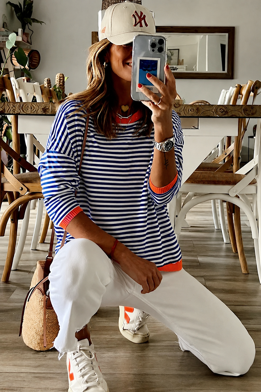 Hailey | Women's Oversized Striped Sweatshirt with Contrast Trim