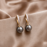 Elegant Earrings with Pearls and Zirconia