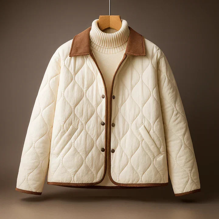 Women’s Lightly Padded Quilted Lapel Jacket in White