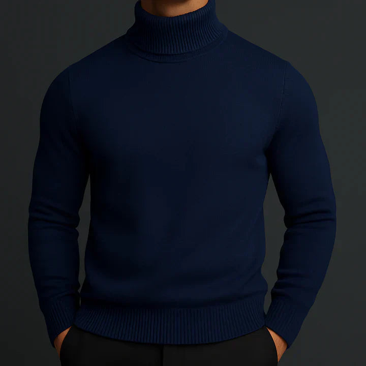 Men's Marcel Fine Knit Turtleneck Sweater - Blue