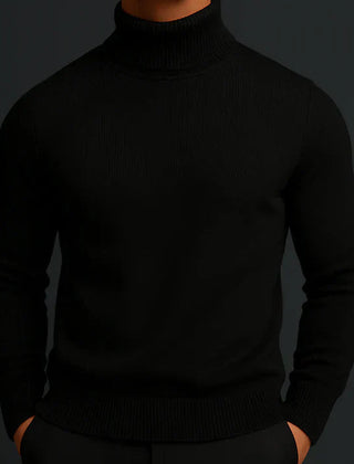 Men's Marcel Fine Knit Turtleneck Sweater - Black