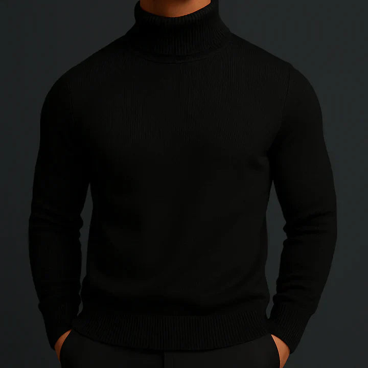Men's Marcel Fine Knit Turtleneck Sweater - Black