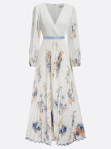 Halston | Elegant V-Neck Puff Sleeves Maxi Dress