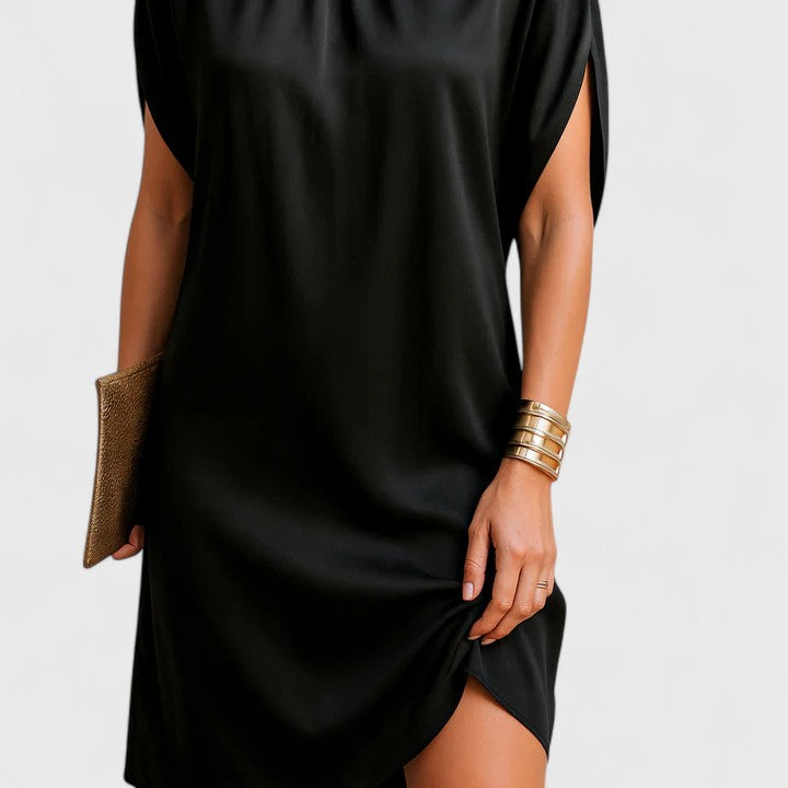 Aven | Women's Mock Neck Batwing Sleeve Dress Split Sleeve