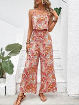 Sienna | Women's Floral Wide Leg Jumpsuit Sleeveless Backless