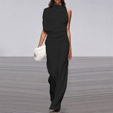 Aria | Women's Sleeveless Wide-Leg Jumpsuit with Mock Neck