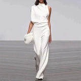 Aria | Women's Sleeveless Wide-Leg Jumpsuit with Mock Neck