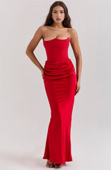 Hera | Elegant Retro Solid Color Strapless Party Dress