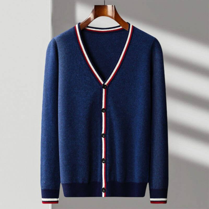 Men’s Wool-Blend Contrast-Trim Cardigan