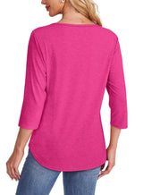 Tessa | Women's 3/4 Sleeve Pleated Top Scoop Neck Casual Everyday Top