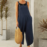 Harper | Women's Wide Leg Linen Jumpsuit Sleeveless Overalls