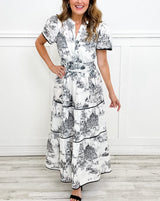 Paula | Button-Front Tiered Midi Dress