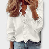 Flora | Women's Ruffle V-Neck Long Sleeve Blouse