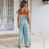 Luna | Women's Strapless Wide Leg Jumpsuit Tie Waist