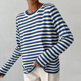 Stella | Women's Striped Knit Sweater Long Sleeve Crew Neck Pullover