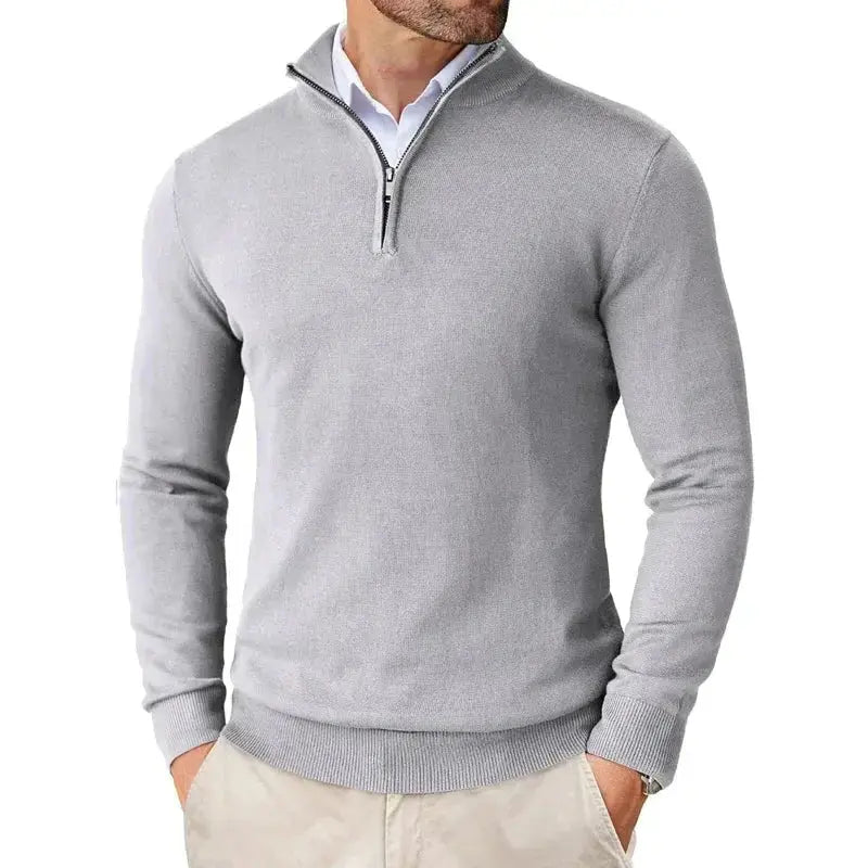 Men’s Soft Knit Half-Zip Sweater in Gray